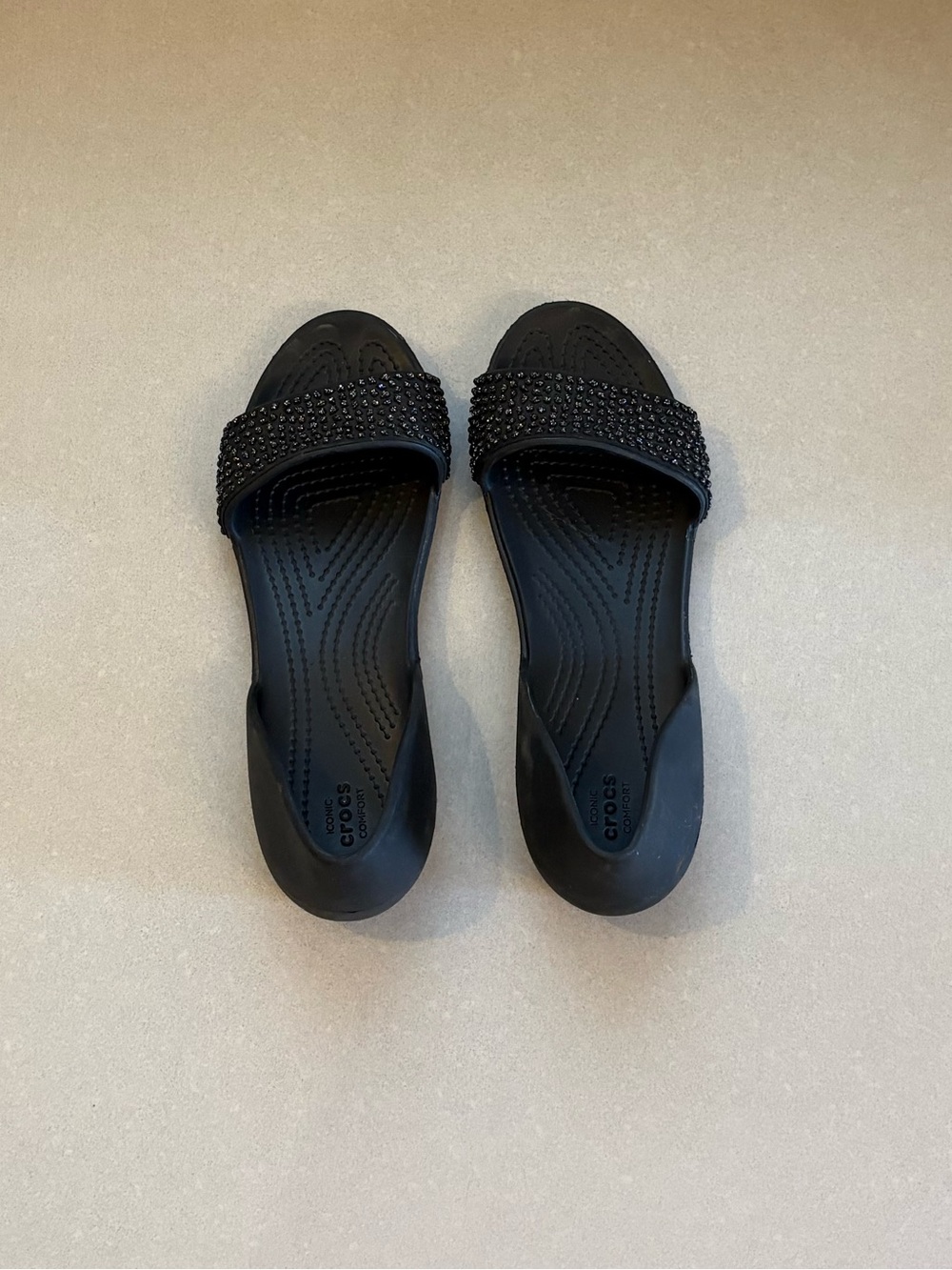 CROCS Black Jeweled Slide Sandals